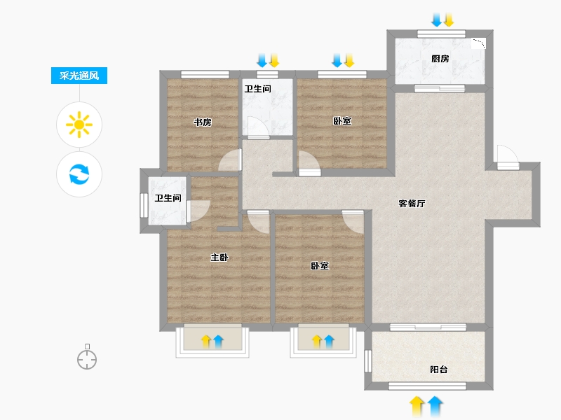 安徽省-六安市-孔雀城时代北宸-88.00-户型库-采光通风