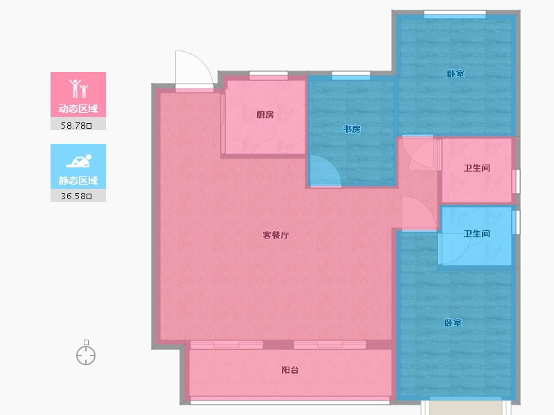 浙江省-宁波市-荣盛御湖天境-87.01-户型库-动静分区