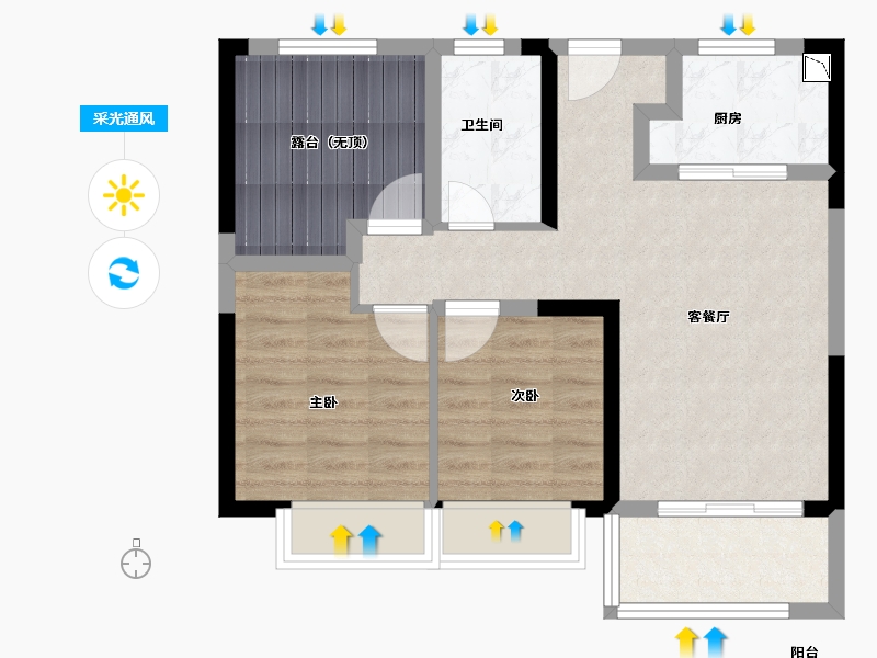 江苏省-南京市-新江北孔雀城-66.00-户型库-采光通风