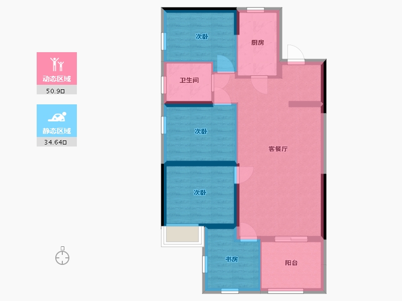 青海省-西宁市-西矿世席白鹭洲-76.16-户型库-动静分区