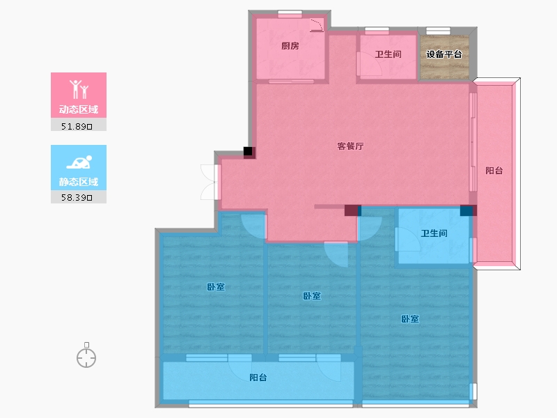 浙江省-宁波市-东方君悦-102.00-户型库-动静分区