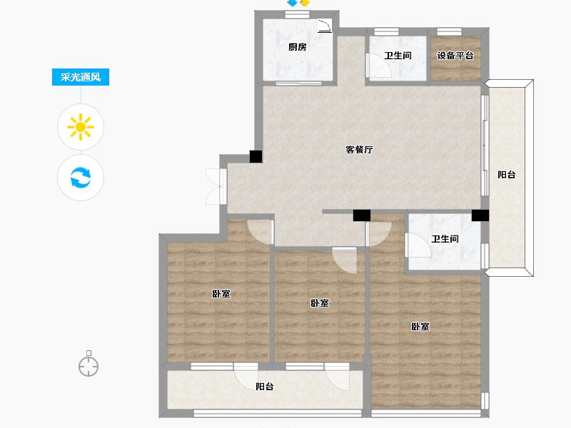 浙江省-宁波市-东方君悦-102.00-户型库-采光通风