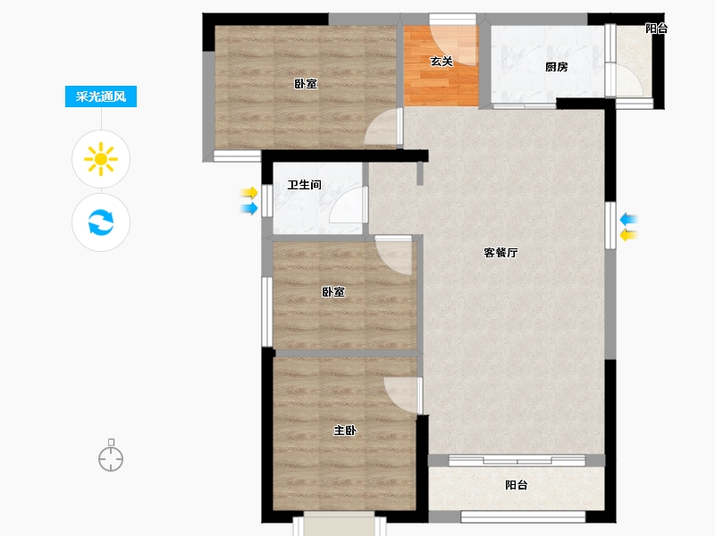 福建省-漳州市-夏商水岸名都-75.18-户型库-采光通风