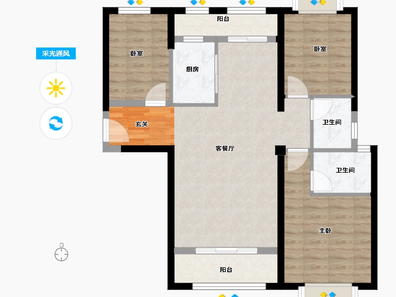 福建省-漳州市-夏商水岸名都-81.76-户型库-采光通风