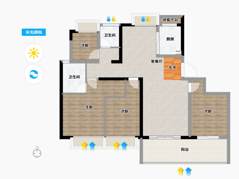 安徽省-阜阳市-置地·双清湾-114.00-户型库-采光通风