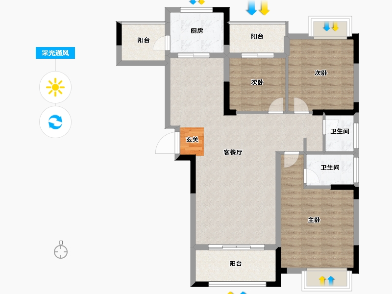 安徽省-阜阳市-成美·翡翠公馆-94.00-户型库-采光通风