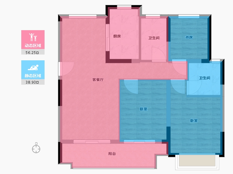 浙江省-宁波市-湖成大境-86.00-户型库-动静分区