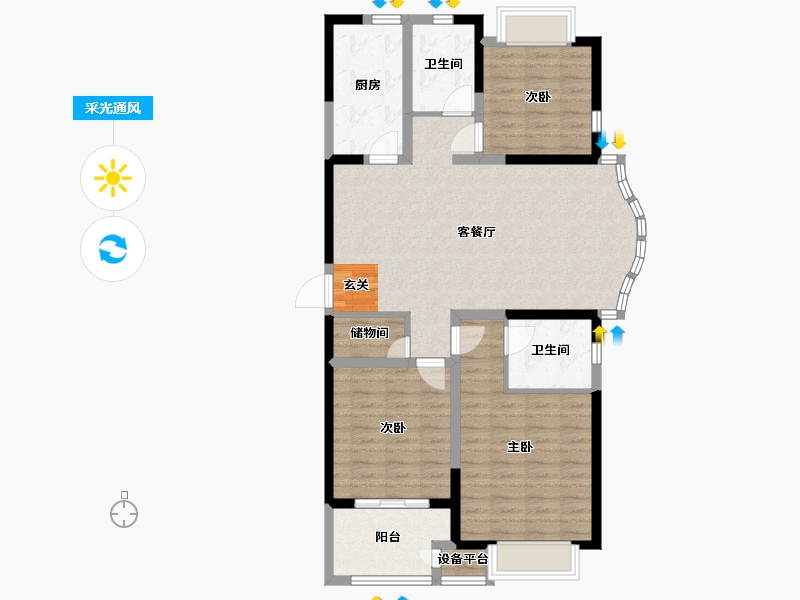 江苏省-常州市-万泰国际广场檀香湾-103.00-户型库-采光通风