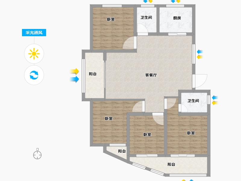 浙江省-绍兴市-枫城名苑-117.11-户型库-采光通风