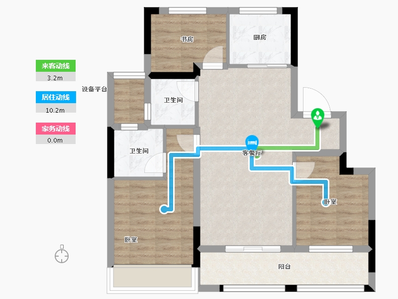 浙江省-湖州市-中梁翡丽蓝湾-70.99-户型库-动静线