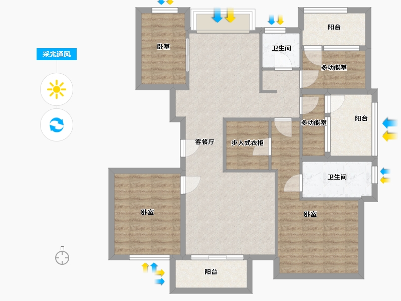 浙江省-杭州市-德信阳光城云溪洋房-103.42-户型库-采光通风