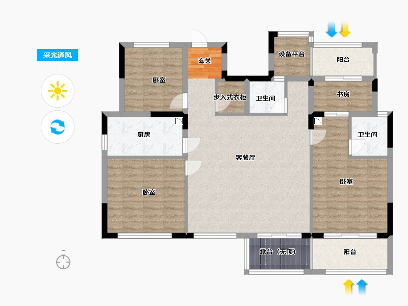 浙江省-宁波市-中旅宁宸院-110.99-户型库-采光通风