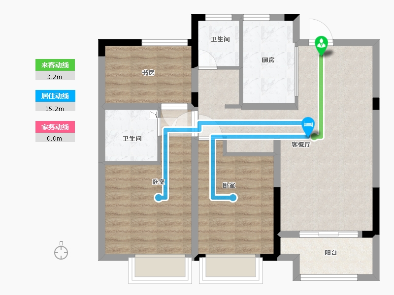 浙江省-湖州市-亨通吴越嘉苑-76.00-户型库-动静线