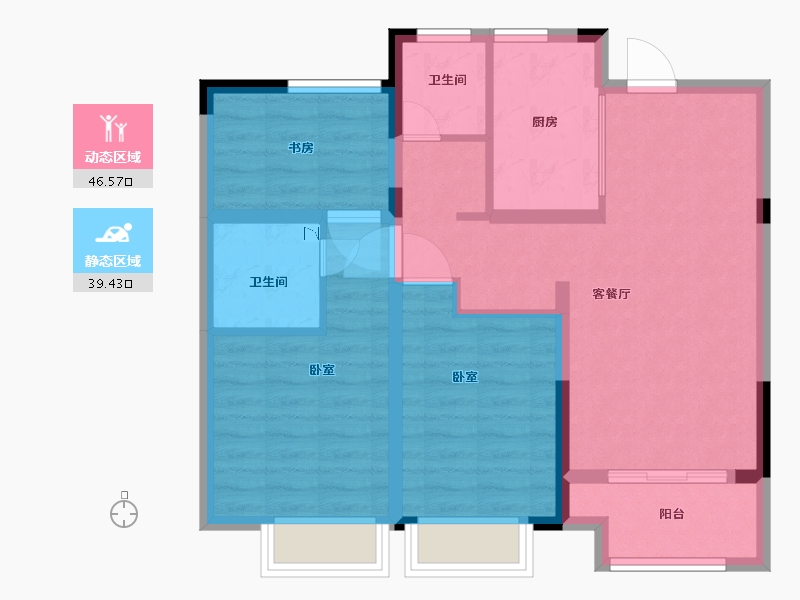 浙江省-湖州市-亨通吴越嘉苑-76.00-户型库-动静分区