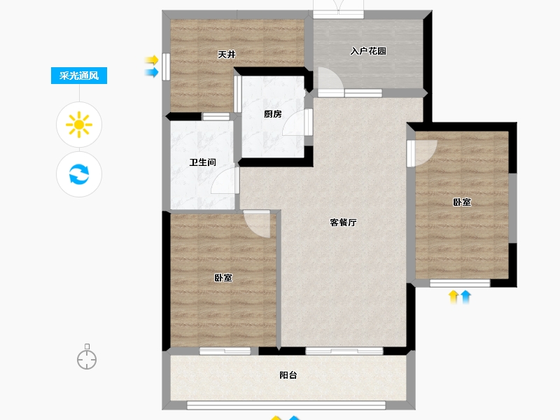 福建省-福州市-贵安新天地公寓-79.32-户型库-采光通风