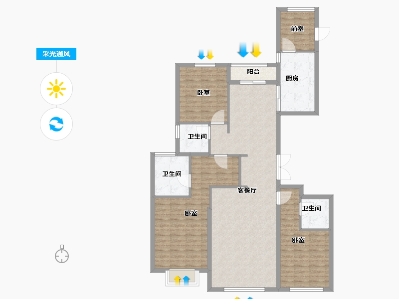 福建省-福州市-滨江One57-118.00-户型库-采光通风