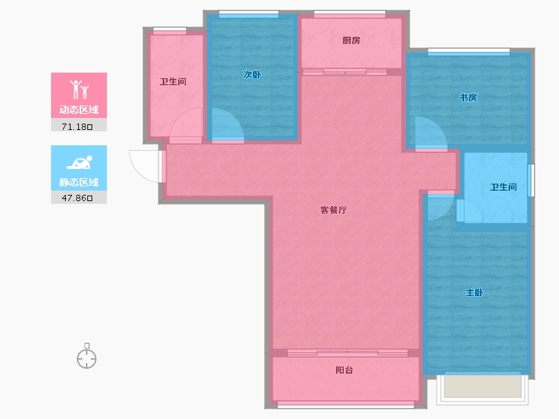 甘肃省-兰州市-凯地华丽世家-107.10-户型库-动静分区