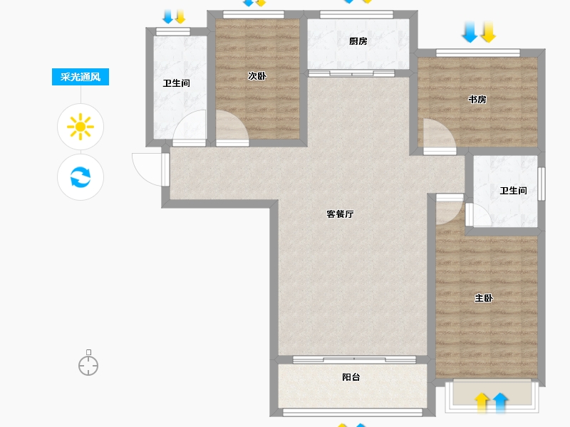 甘肃省-兰州市-凯地华丽世家-107.10-户型库-采光通风