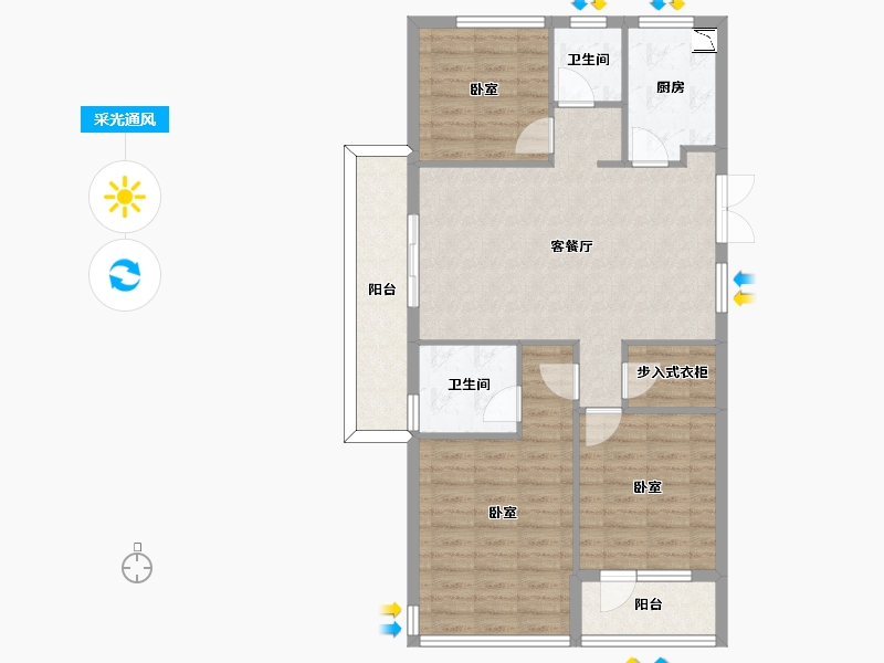 浙江省-宁波市-东方君悦-91.70-户型库-采光通风