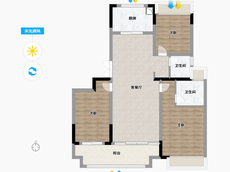 江苏省-徐州市-蓝光锦澜府-94.06-户型库-采光通风