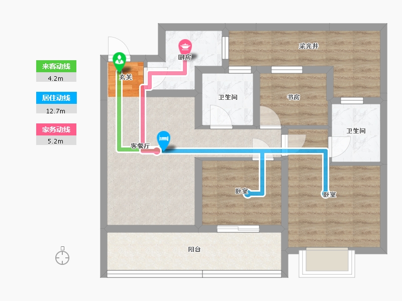 浙江省-嘉兴市-洛塘公馆-70.17-户型库-动静线