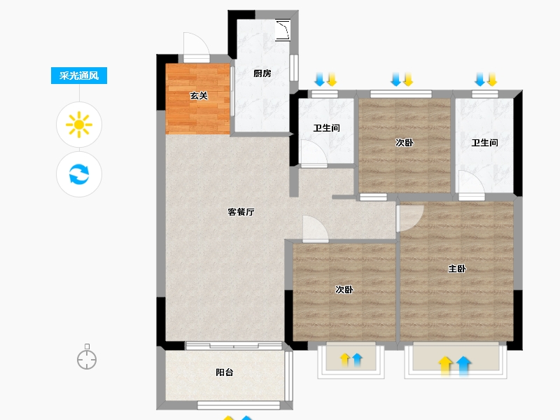 江西省-景德镇市-阳光城·文澜云邸-80.00-户型库-采光通风