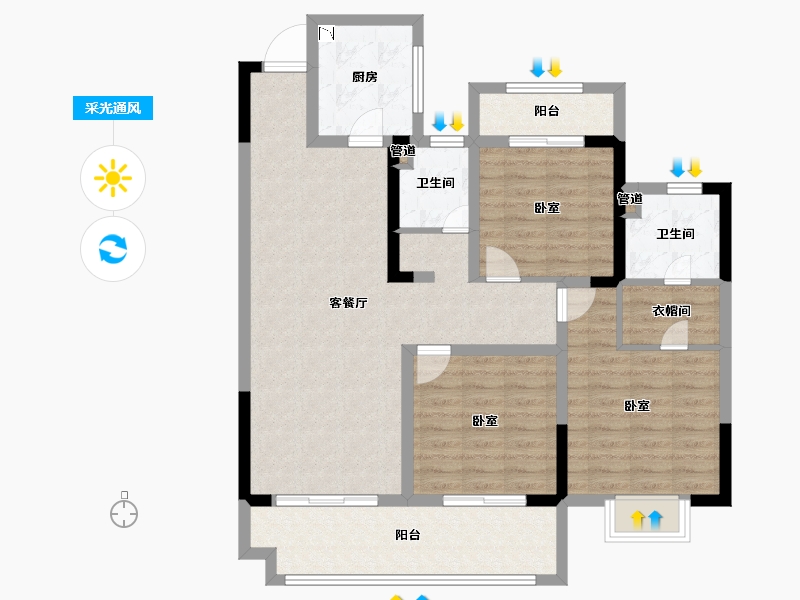 安徽省-淮南市-正和·楚都华府-103.01-户型库-采光通风