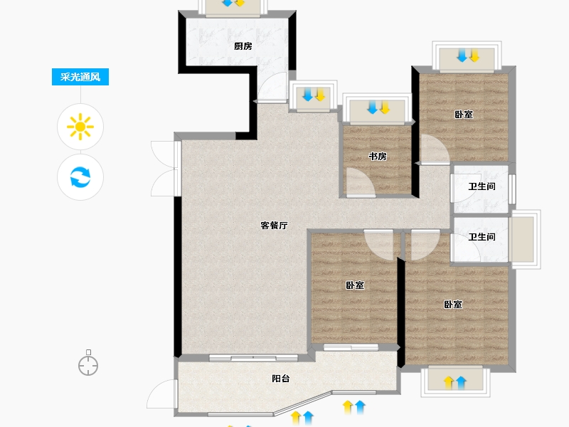 福建省-福州市-贵安新天地公寓-108.00-户型库-采光通风