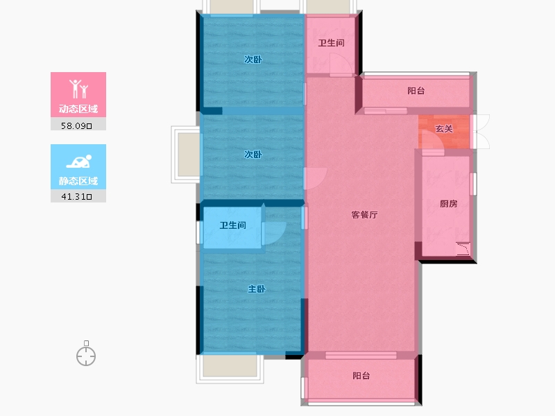 江西省-景德镇市-合盛·梧桐雅苑-88.30-户型库-动静分区