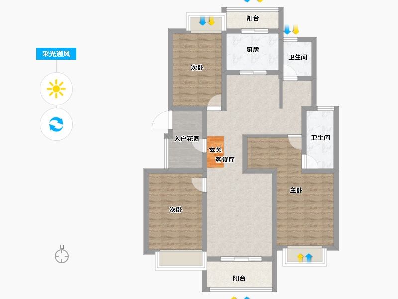 安徽省-阜阳市-纵联枫语墅-101.00-户型库-采光通风