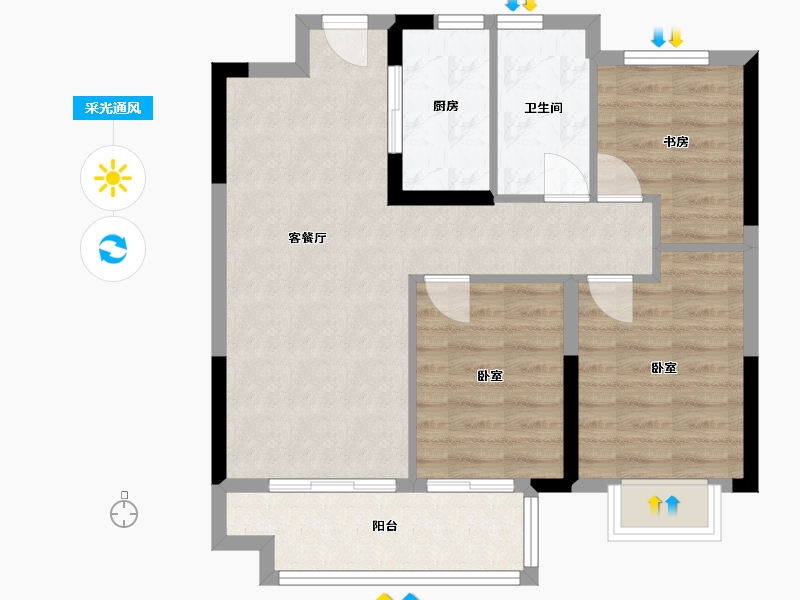 浙江省-宁波市-湖成大境-71.83-户型库-采光通风