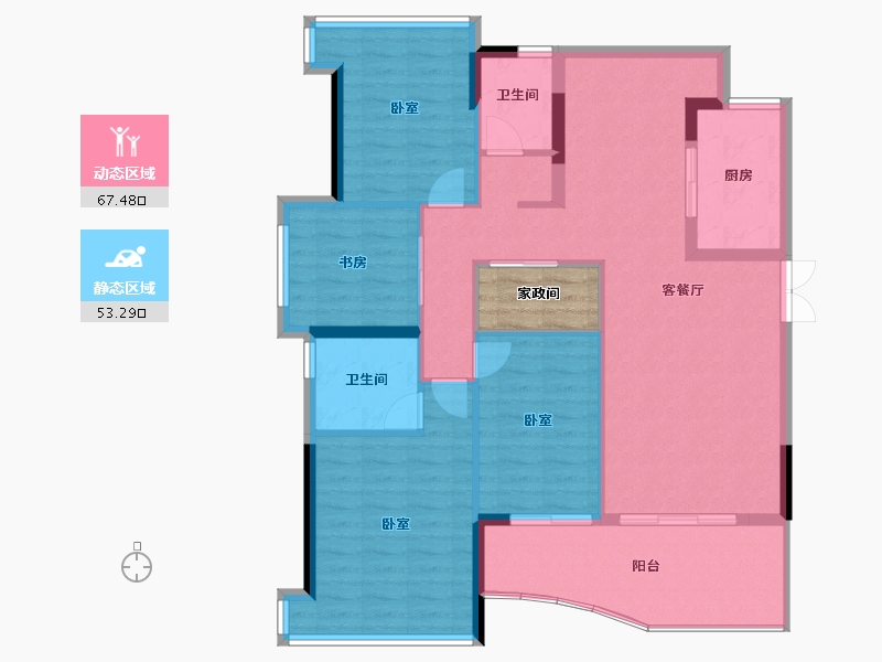 福建省-福州市-三盛国际公园剑桥公馆-113.00-户型库-动静分区