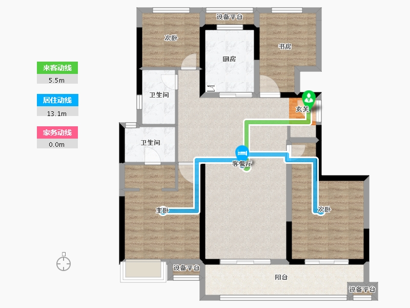 浙江省-台州市-富力溪庐-111.00-户型库-动静线