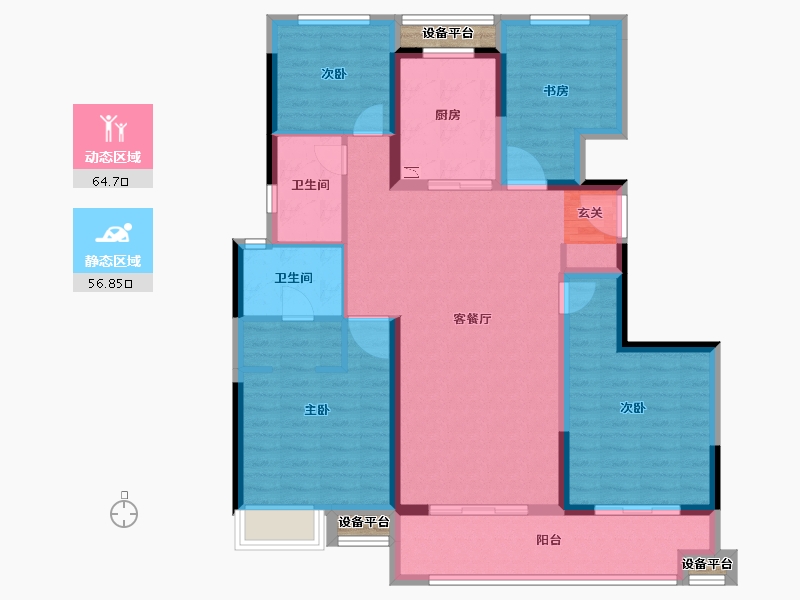 浙江省-台州市-富力溪庐-111.00-户型库-动静分区