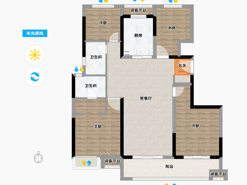 浙江省-台州市-富力溪庐-111.00-户型库-采光通风