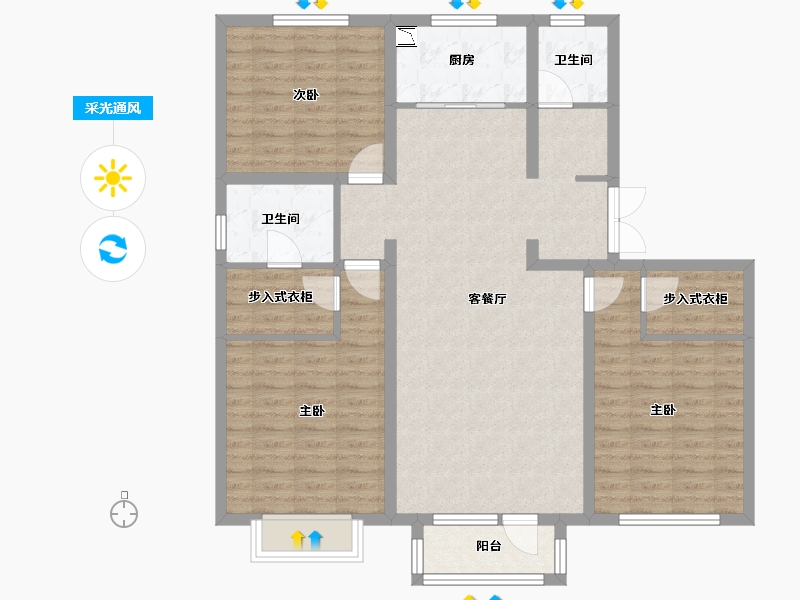 天津-天津市-静海星海时代花园-110.67-户型库-采光通风