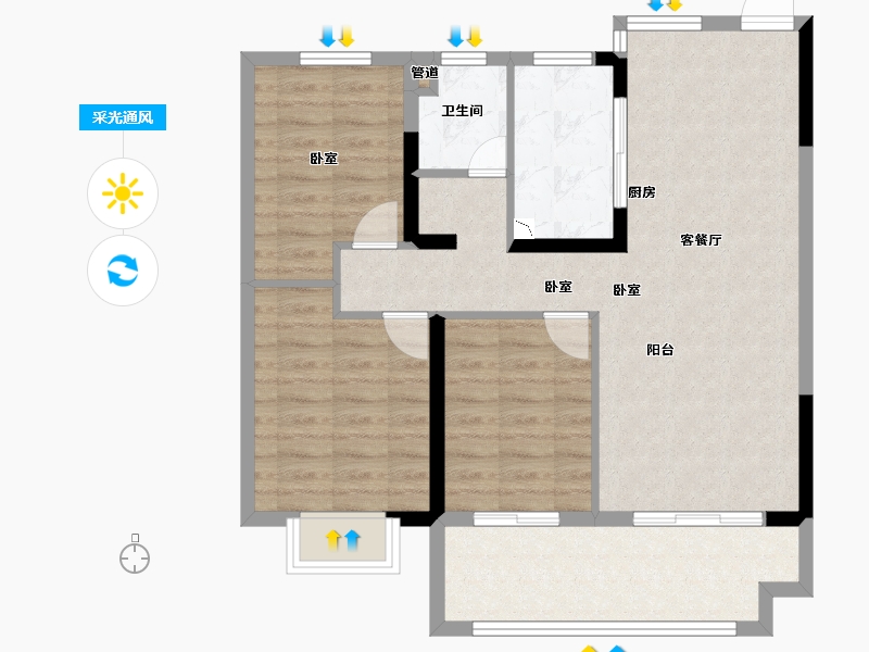 安徽省-淮南市-正和·楚都华府-82.01-户型库-采光通风