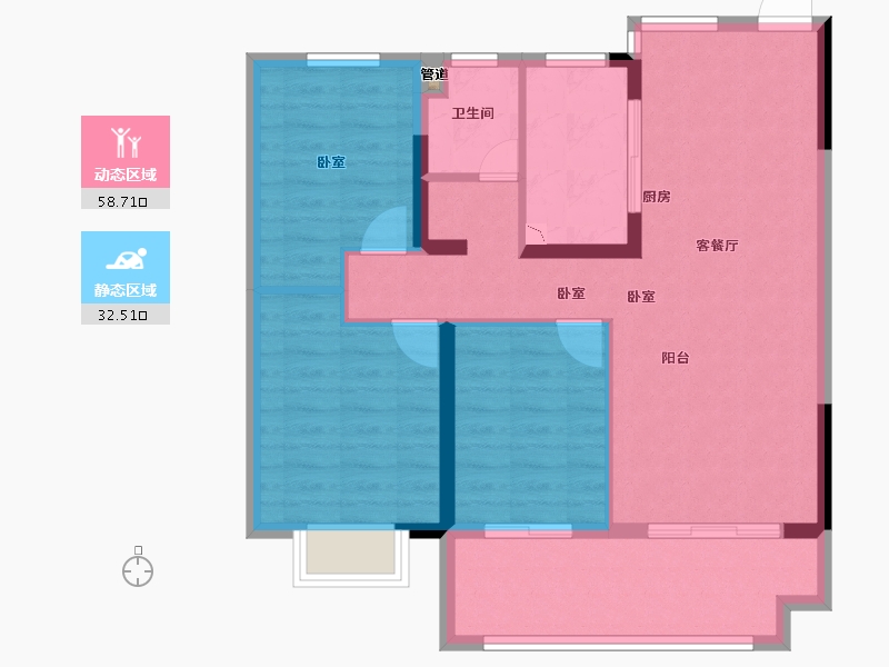 安徽省-淮南市-正和·楚都华府-82.01-户型库-动静分区