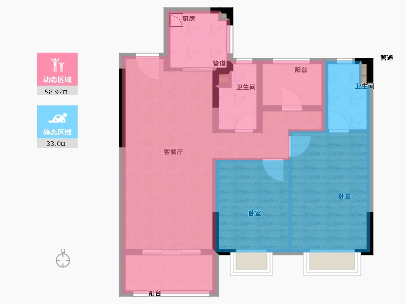 浙江省-宁波市-余姚金茂悦观庭-81.99-户型库-动静分区