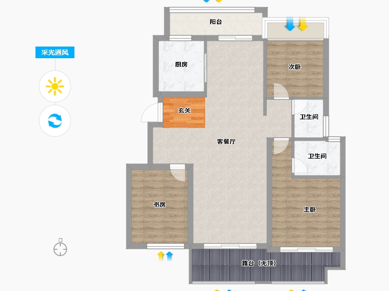 安徽省-阜阳市-同昇玫瑰园-94.00-户型库-采光通风