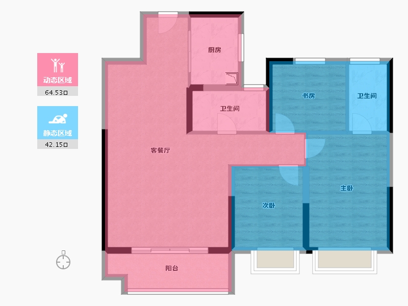 江苏省-徐州市-绿地淮海国博城-96.00-户型库-动静分区