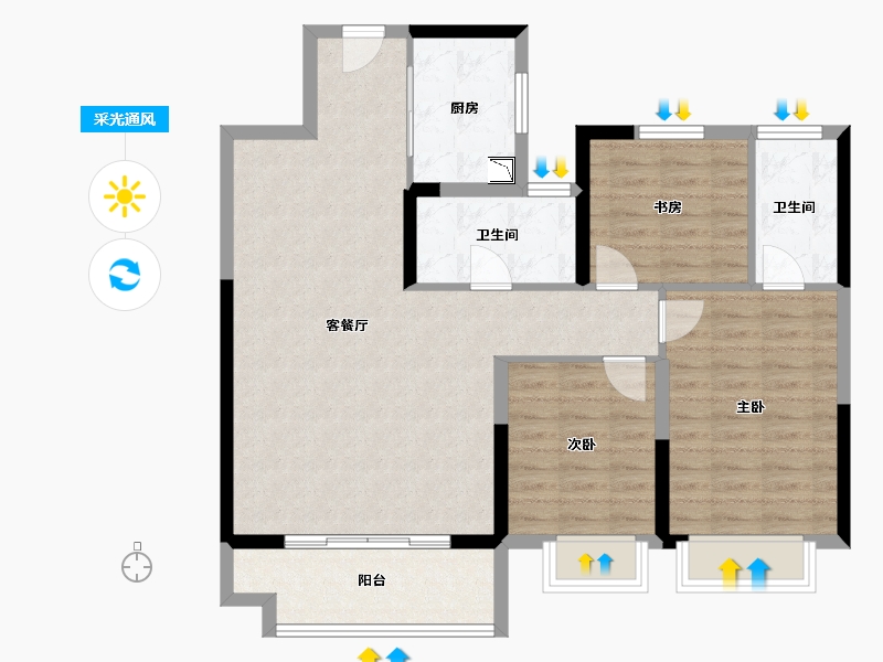 江苏省-徐州市-绿地淮海国博城-96.00-户型库-采光通风