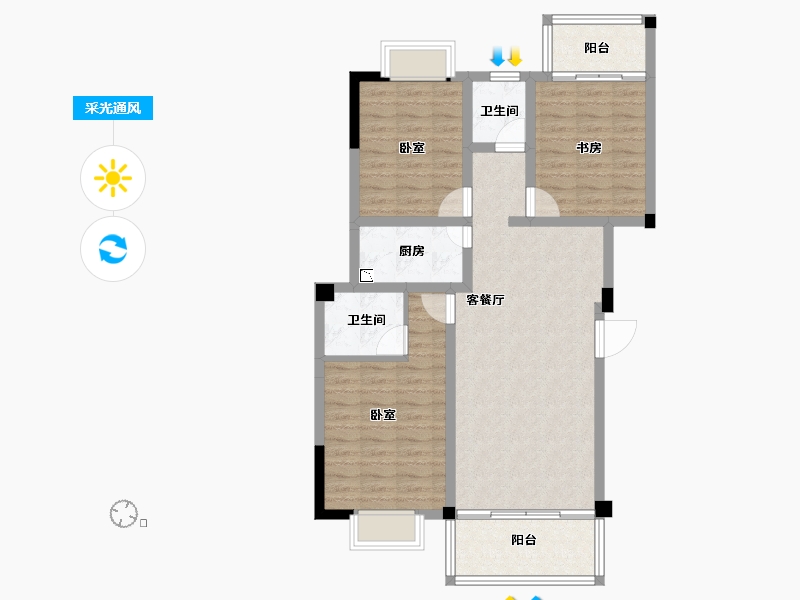 福建省-龙岩市-万星悦府-89.16-户型库-采光通风