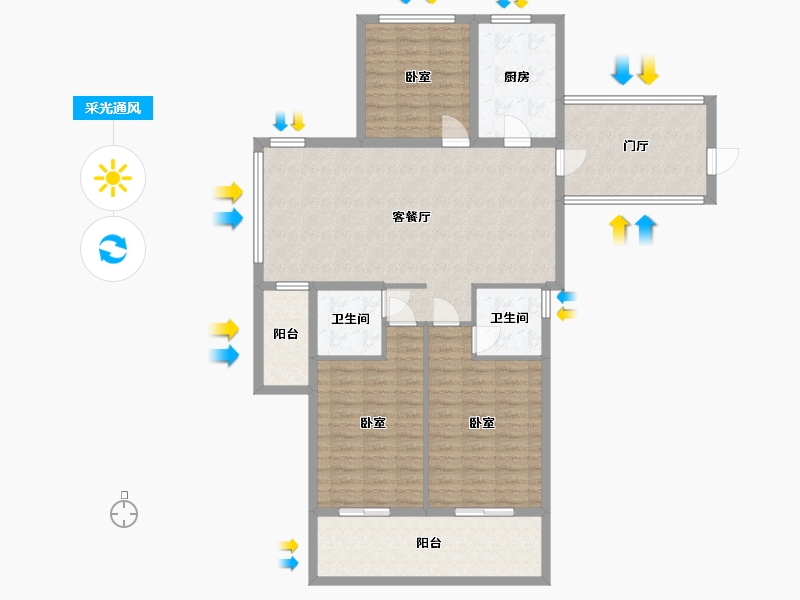 浙江省-杭州市-玲珑郡-120.78-户型库-采光通风