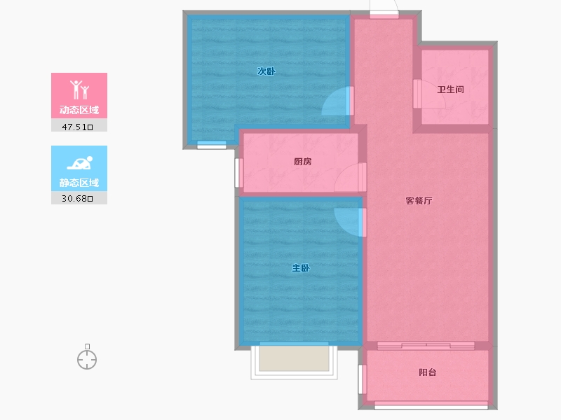 甘肃省-兰州市-凯地华丽世家-69.41-户型库-动静分区