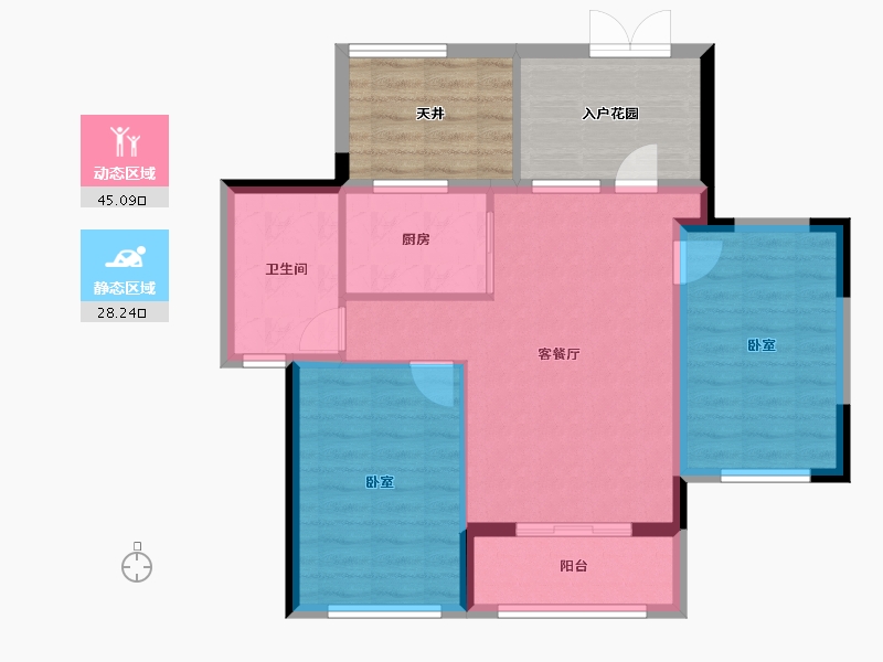 福建省-福州市-贵安新天地公寓-73.85-户型库-动静分区