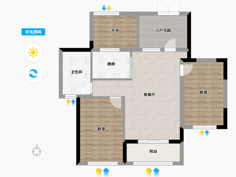 福建省-福州市-贵安新天地公寓-73.85-户型库-采光通风