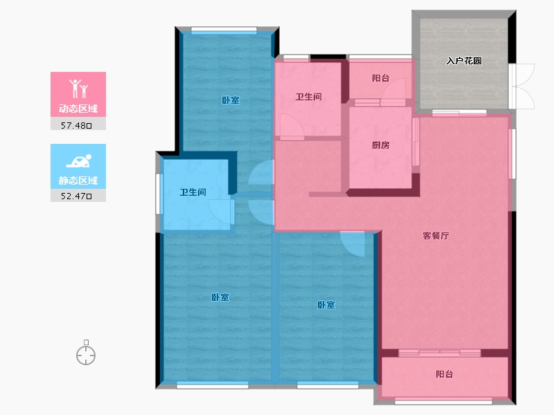 福建省-福州市-贵安新天地公寓-106.67-户型库-动静分区