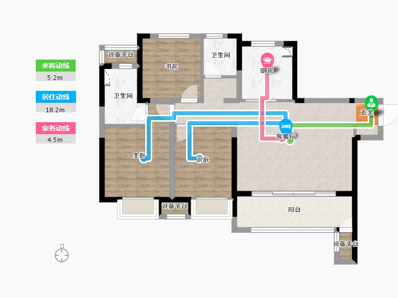 江苏省-常州市-万科弘阳君望甲第住宅-91.00-户型库-动静线