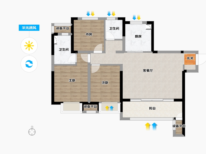 江苏省-常州市-万科弘阳君望甲第住宅-91.00-户型库-采光通风